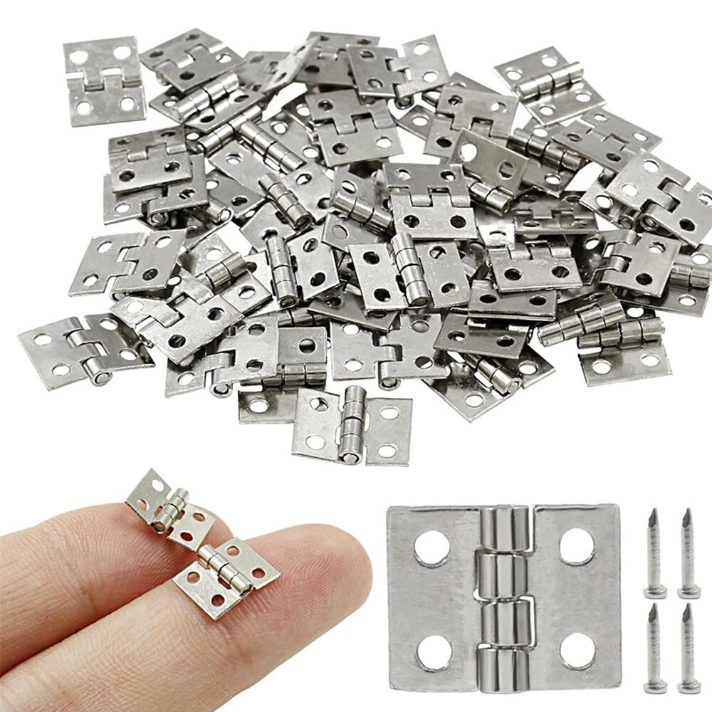 100pcs Mini Hinges for Jewelry Chest Wooden Dollhouse (8x10mm)