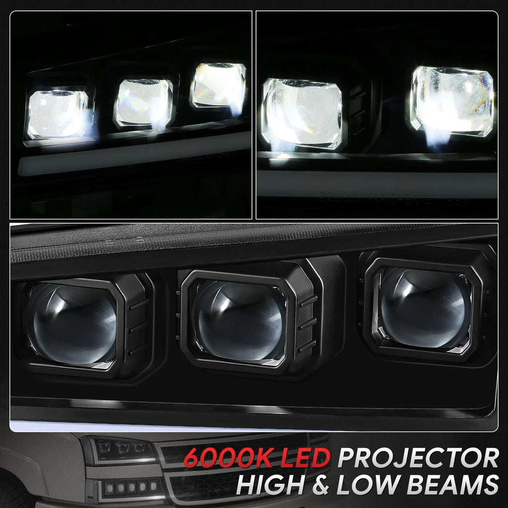 LED Black Clear Projector Sequential Headlights for Avalanche Silverado (2003–2007)