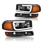 Set of 4 LED DRL Headlights w/ Bumper Lamp for GMC Sierra/Yukon XL (1999–2007)