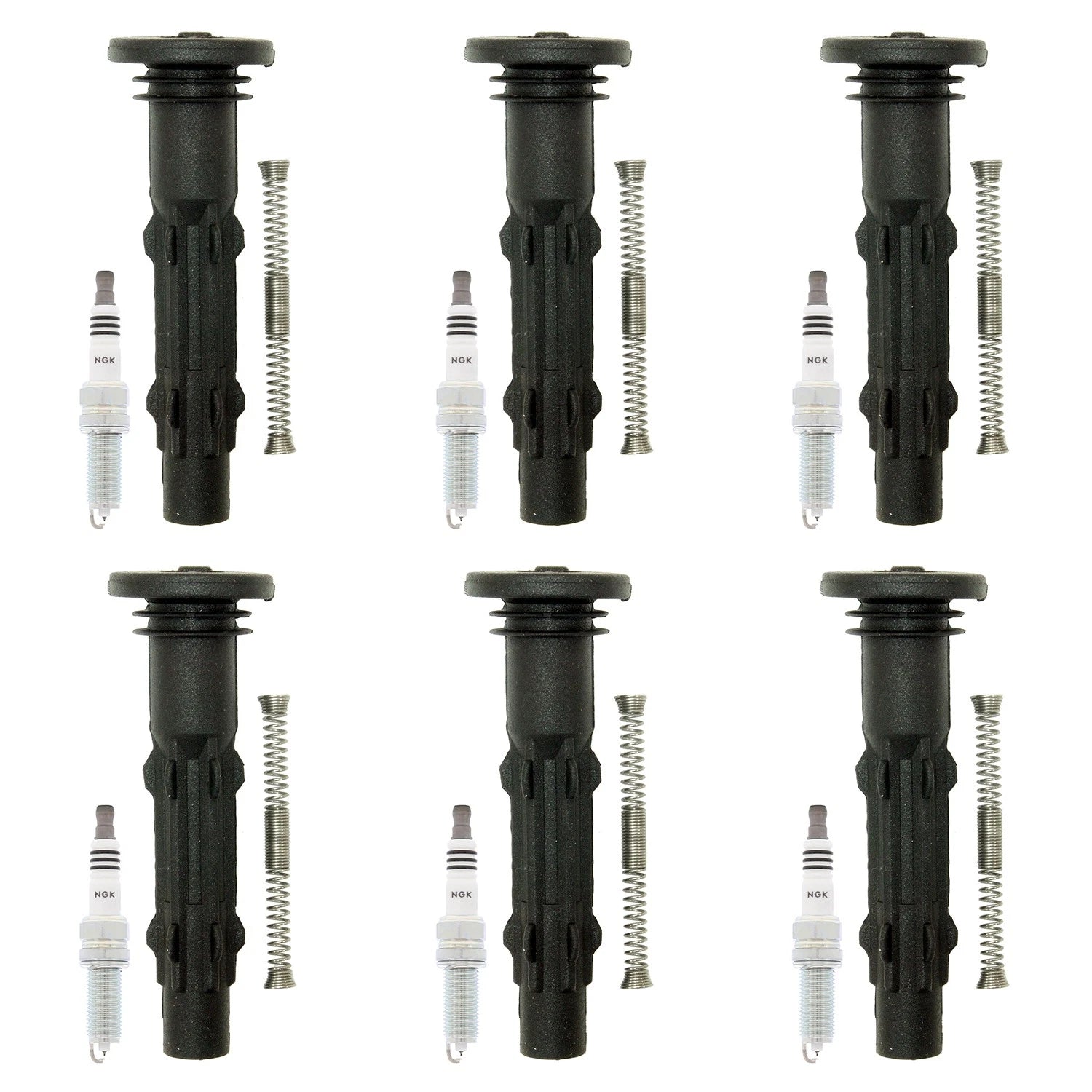Set of 6 NGK Ruthenium HX Spark Plugs & Coil Boots for Benz C230 C280 (2001–2007)