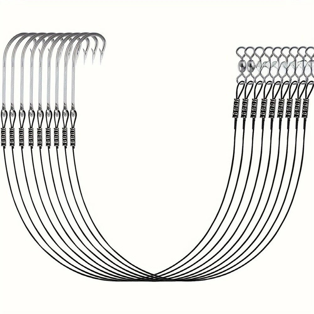 Set of 8 J Hook Leaders for Marine Fishing Gear