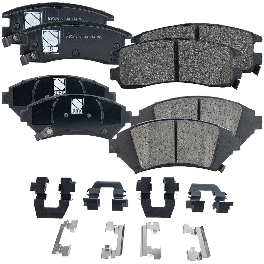 Set of 4 Front & Rear Brake Pads for Pontiac Bonneville Buick LeSabre