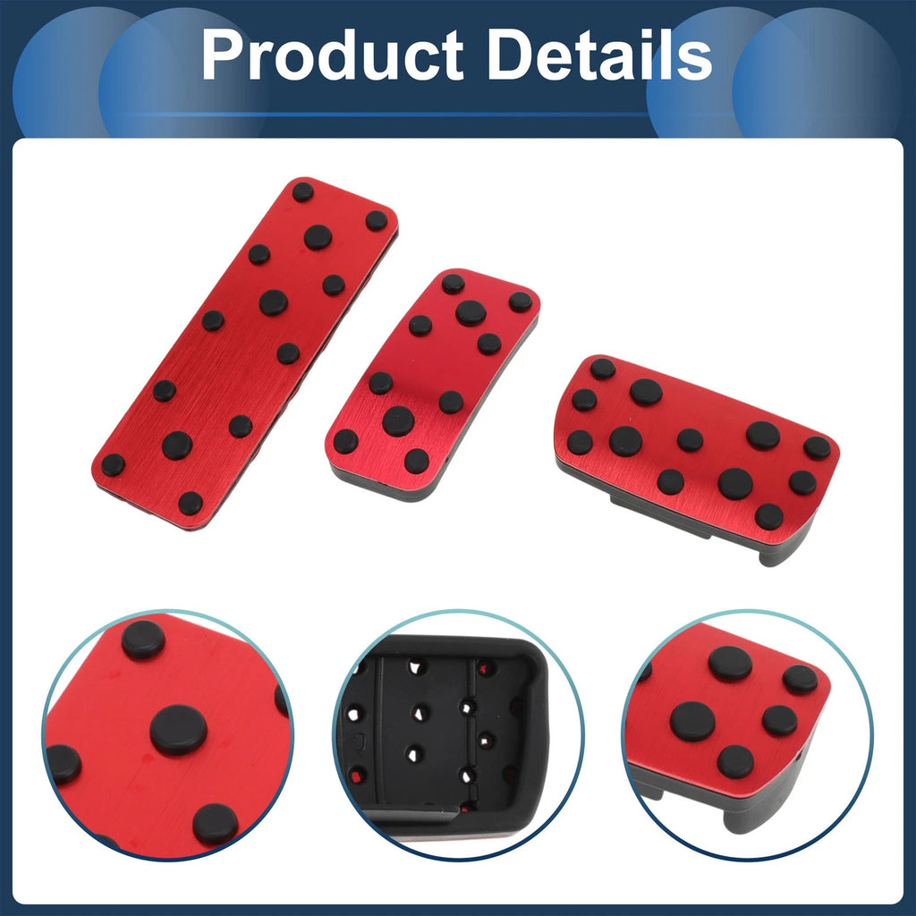 3 Pcs Automatic Foot Accelerator Pedal Covers for Subaru Forester (2003–2005) Red