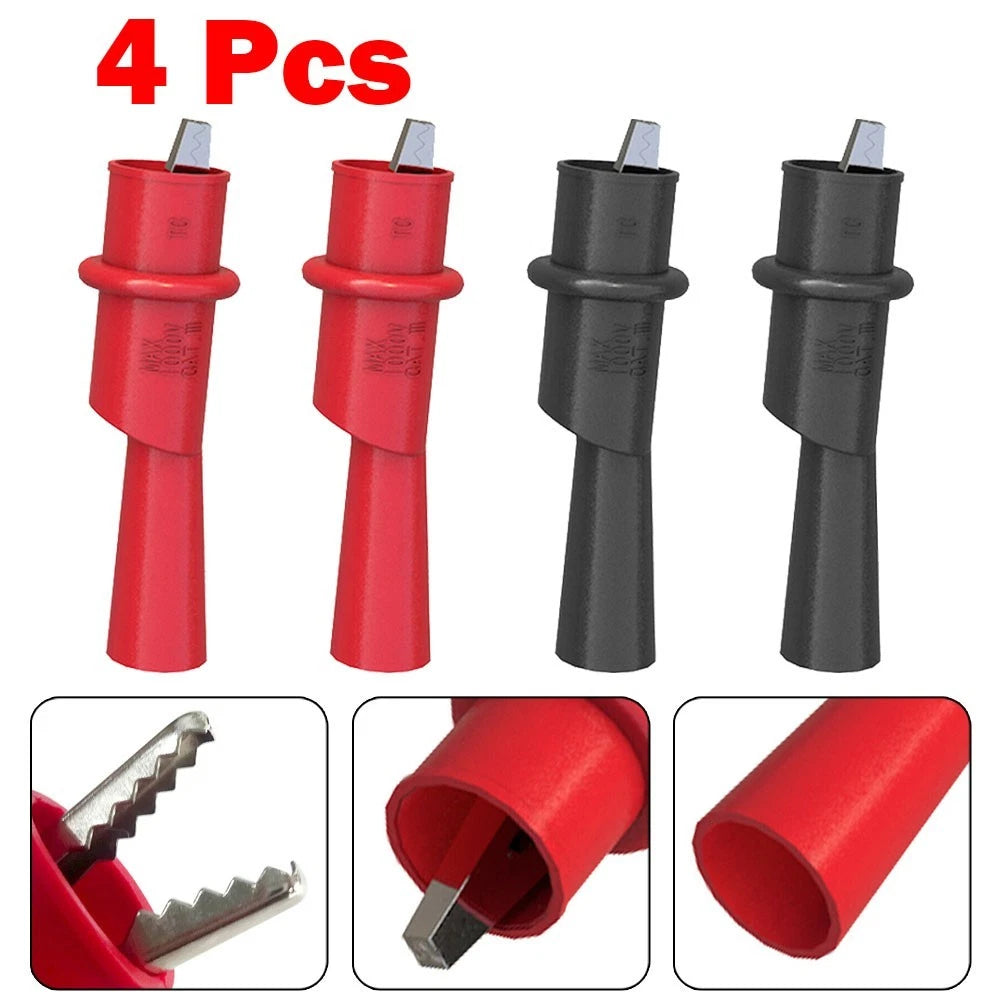 Set of 4 Electrical Clip Test Probe Measurement Crocodile Clamps