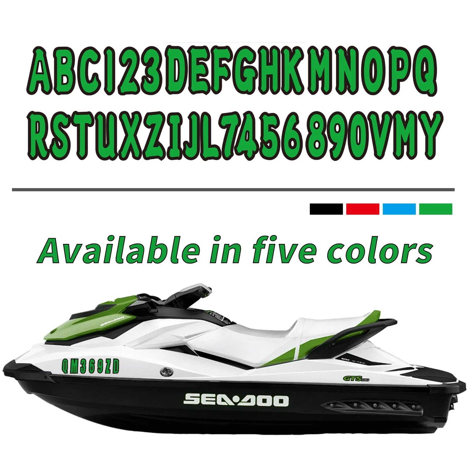 Set of 4 Watercraft Registration Numbers 3" Vinyl Decals for Boat JetSki