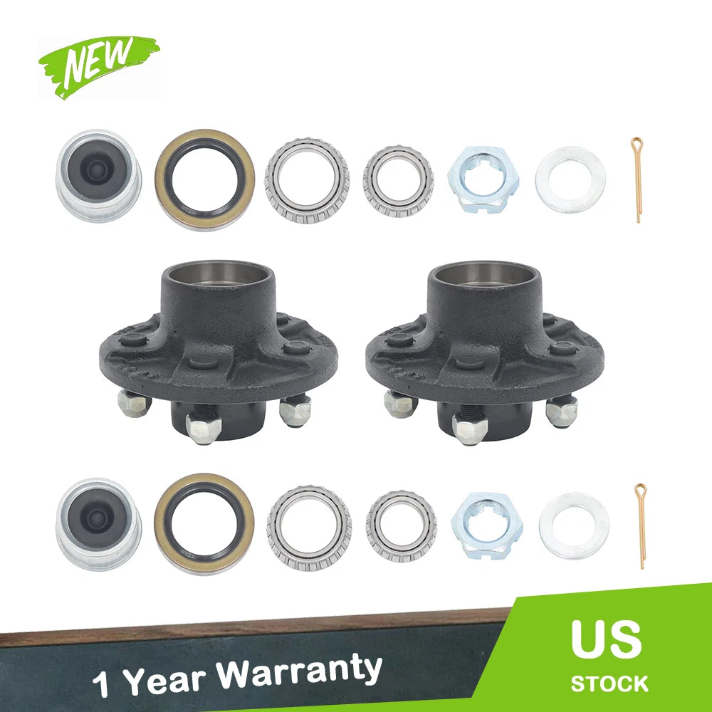 2X Trailer Idler Hub Assembly for Boat Trailer (3500lbs Axle, 5 Lugs)