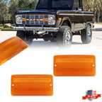 Pair Amber Front Turn Signal Light Lenses for Ford Bronco (1969–1977)