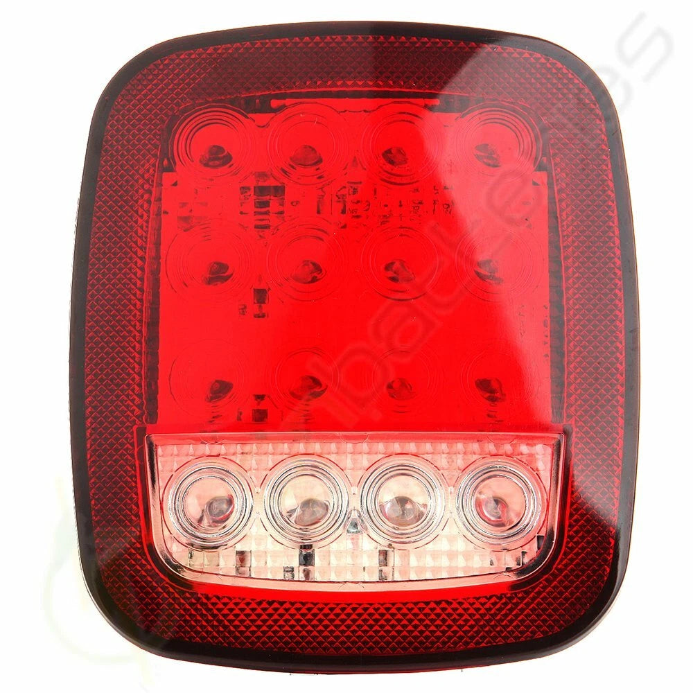 2X Sealed 12 Red & 4 White LED for Trailer Truck Stop Turn Signal Tail Light