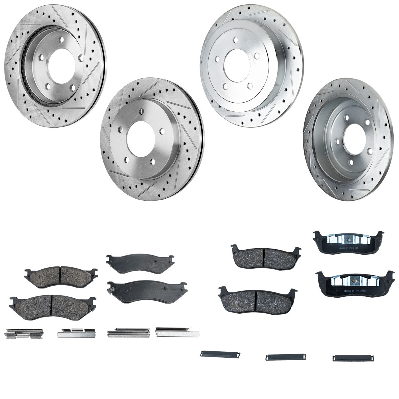 Disc Brake & Pad Kit for Ford F-150 (2001–2003) Front Rear Drilled Slotted