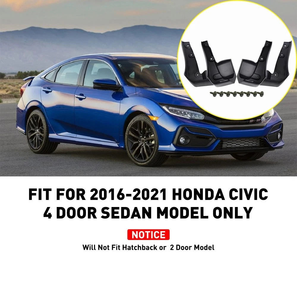Set of 4 Mud Splash Flaps for Honda Civic X Sedan (2016–2021)