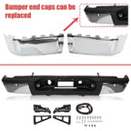 Chrome Steel Bumper Set for Chevy Silverado & GMC Sierra (2007–2014)