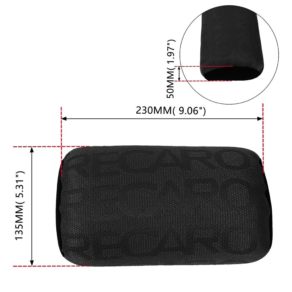 2X Black Fabric Headrest Pillow for Bucket Racing Seat