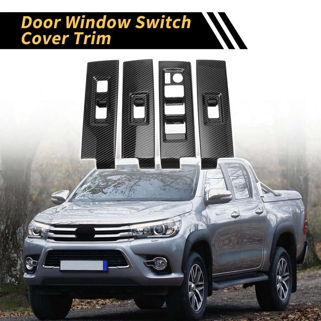 Set of 2 Carbon Fiber Door Window Switch Panel Covers for Toyota Tundra (2022–2024)