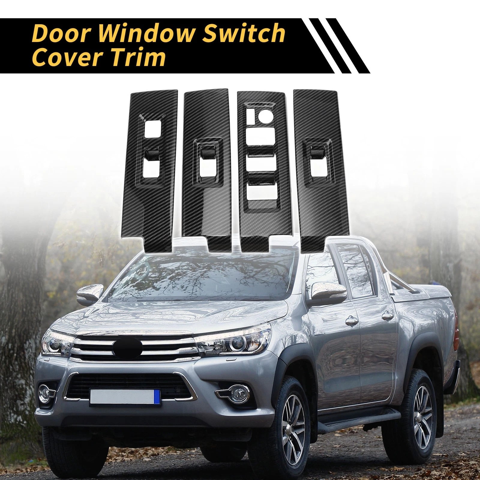 Set of 2 Carbon Fiber Door Window Switch Panel Covers for Toyota Tundra (2022–2024)