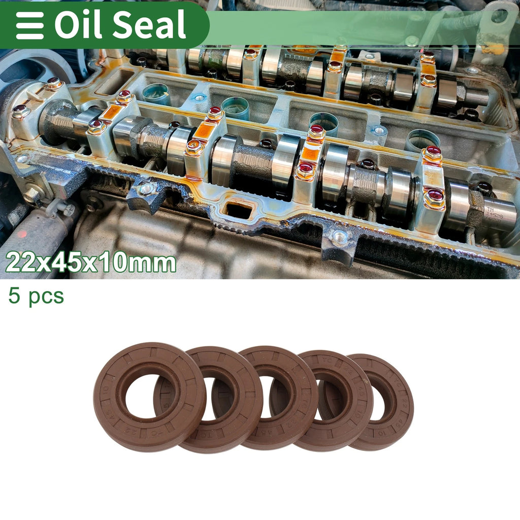 Set of 5 Oil Seals FKM Rubber 22x45x10mm for Various Models 