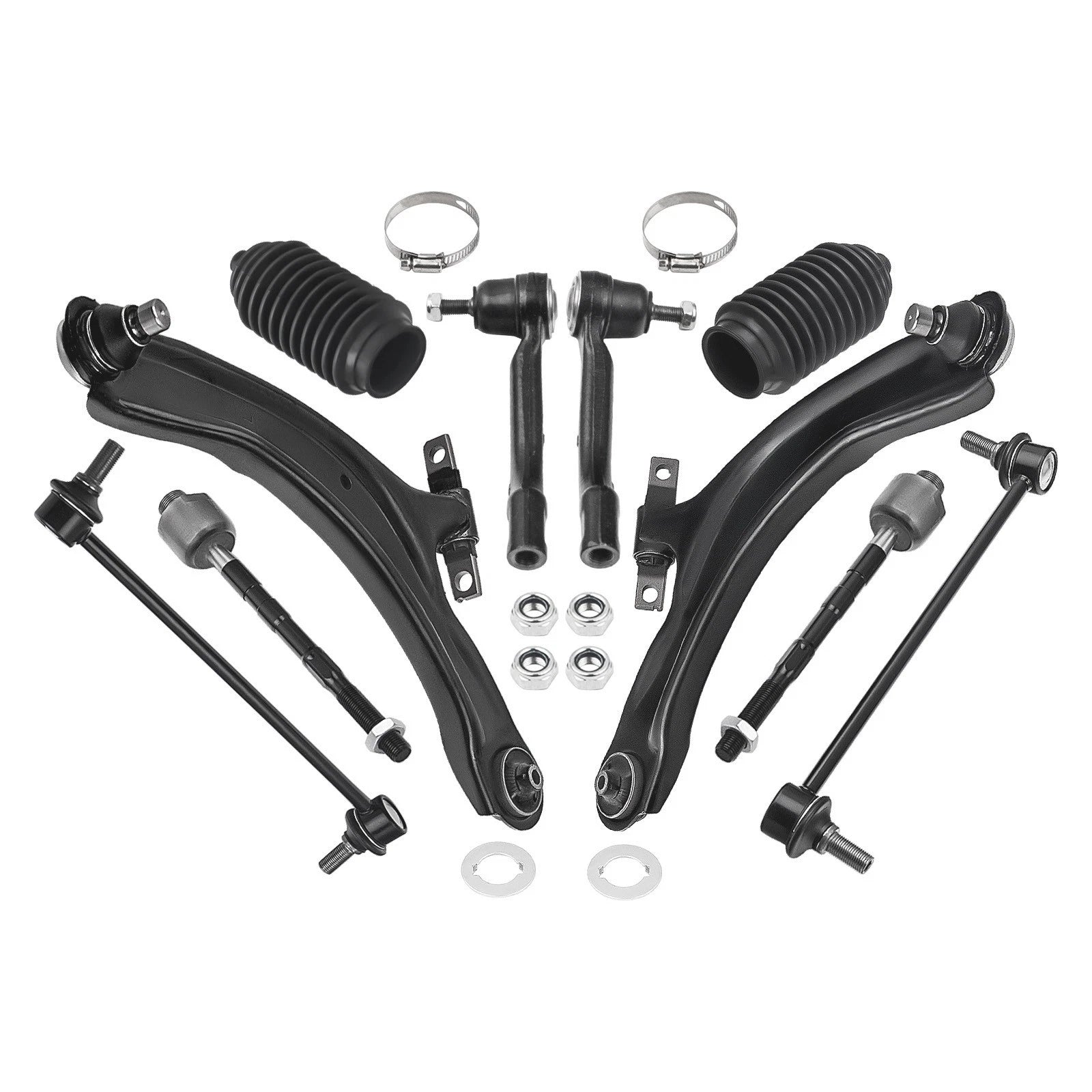 10 Pc Front Lower Control Arms Tie Rods Sway Bar for Nissan Rogue (2008–2013)