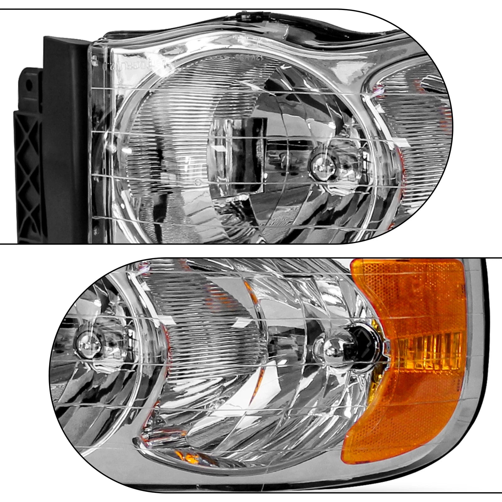 Chrome Housing Amber Corner Headlights for Dodge Ram 1500 2500 3500 (2002-2005)