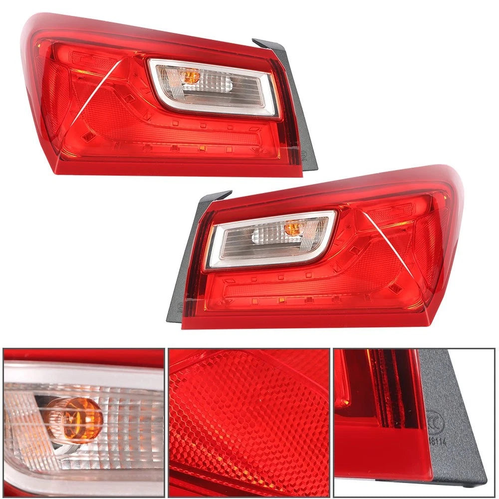 Set of 2 Outer Red Tail Light Assemblies for Chevy Malibu (2016â2021)