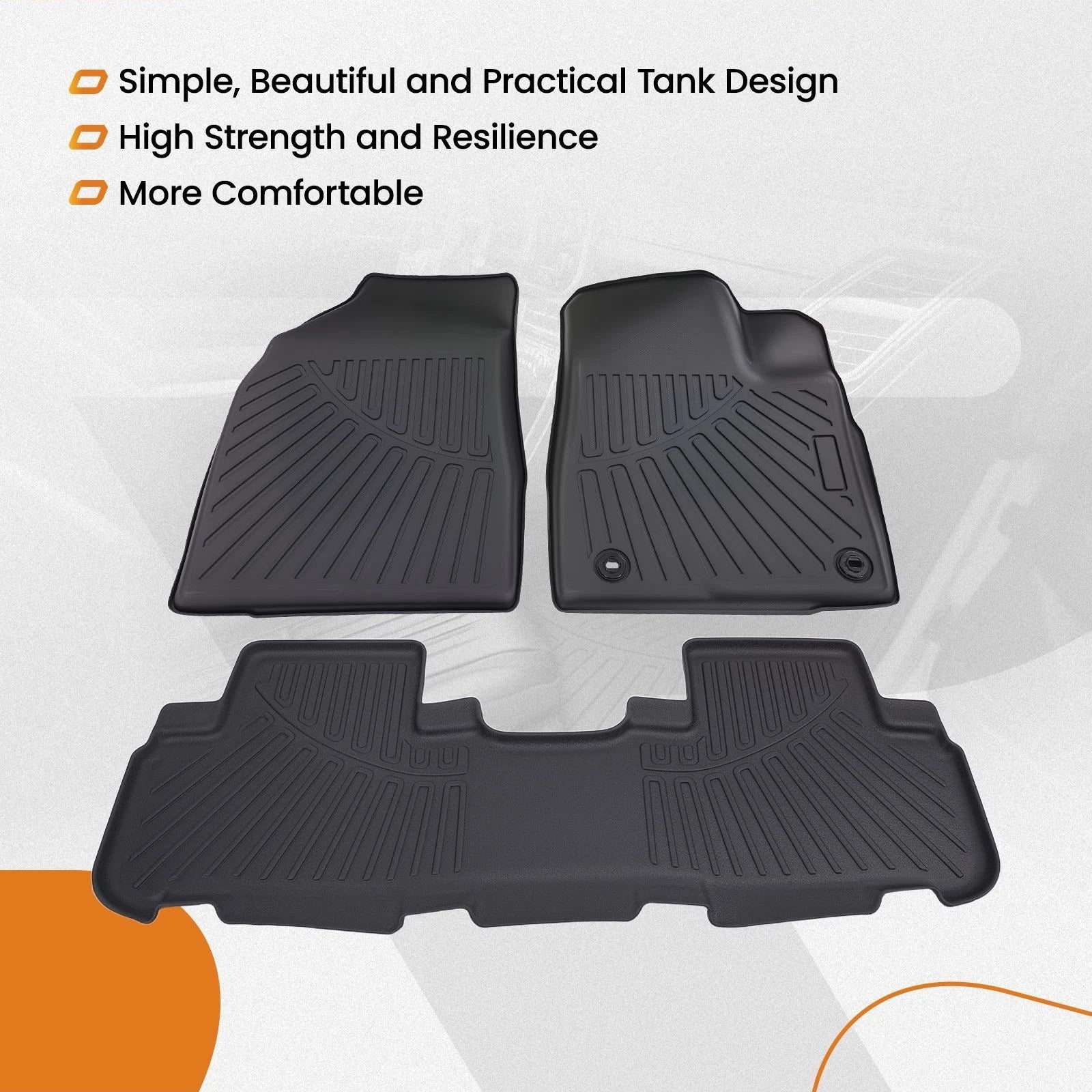 TPE Carpet Floor Mats for Toyota Highlander (2014–2019) Front Rear All Weather