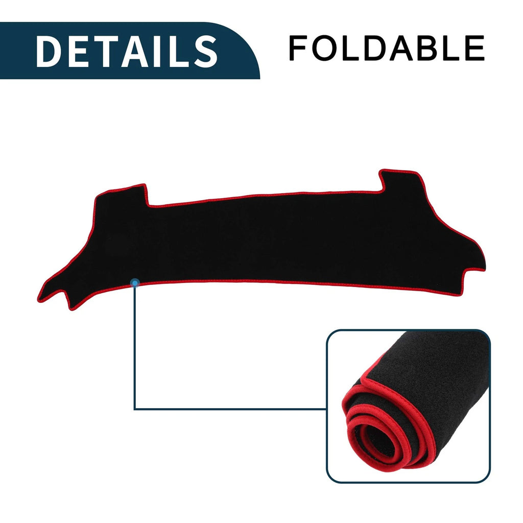 Dashboard Cover Mat for Toyota Prius (2023–2024) with Sticker Black Red