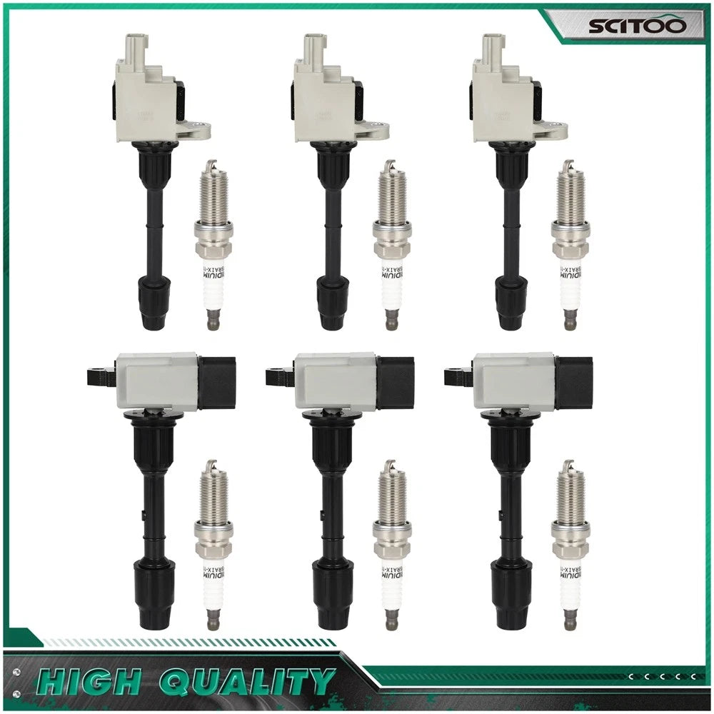 Set of 6 Ignition Coils & Spark Plugs for Infiniti QX4, Nissan Pathfinder 3.5L (2001)