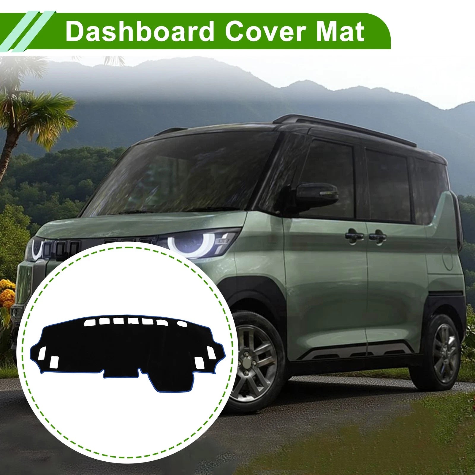 Dashboard Cover for Mitsubishi Delica Mini B34A B35A B37A (Black, Blue)