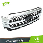 Front Upper Bumper Grille Assembly for Ford F-150 (2021–2023) Chrome Silver