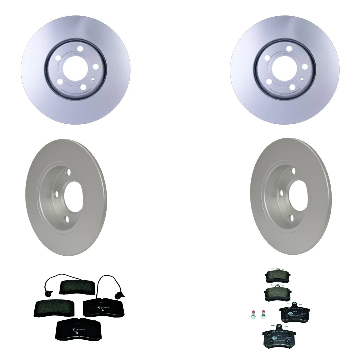 Set of 4 Hella Front Rear Rotors Low-Met Disc Brake Pad Kit for A8 Quattro (2000)