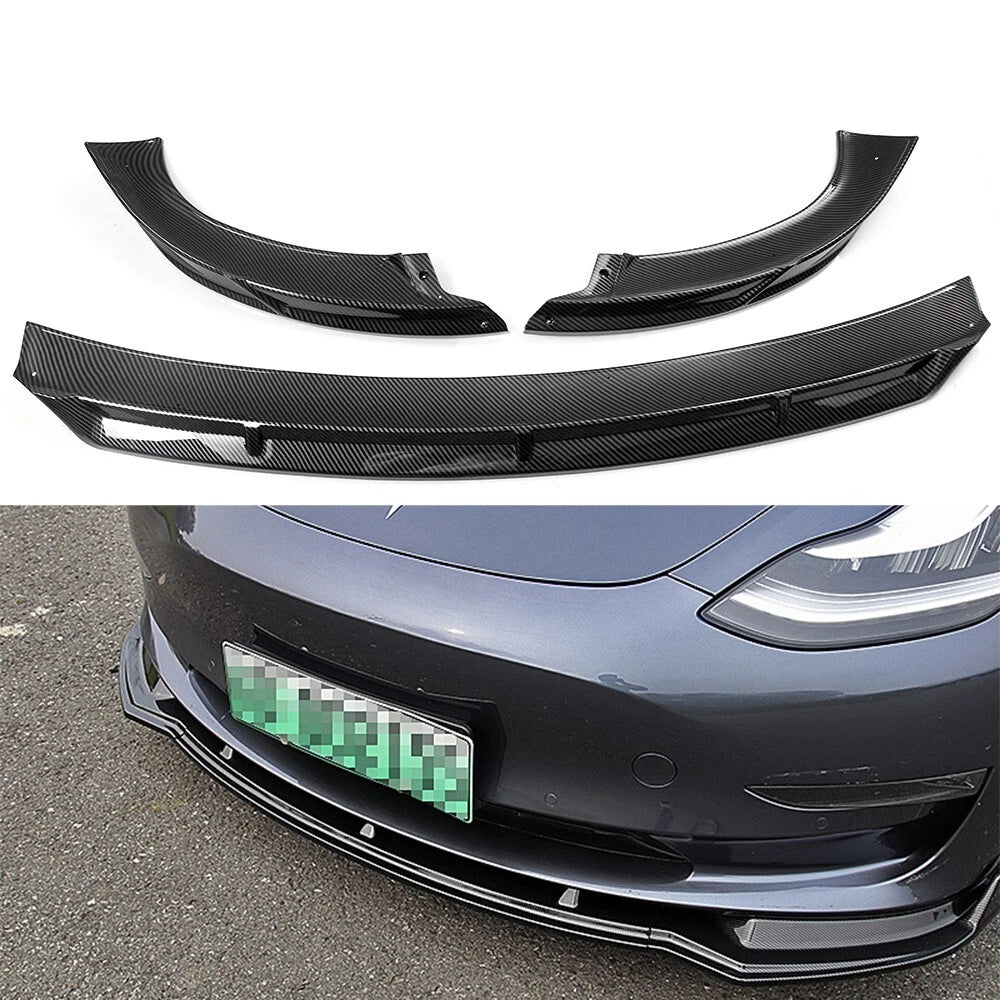 Front Bumper Lip Spoiler for Tesla Model Y (2020–2024) Carbon Fiber