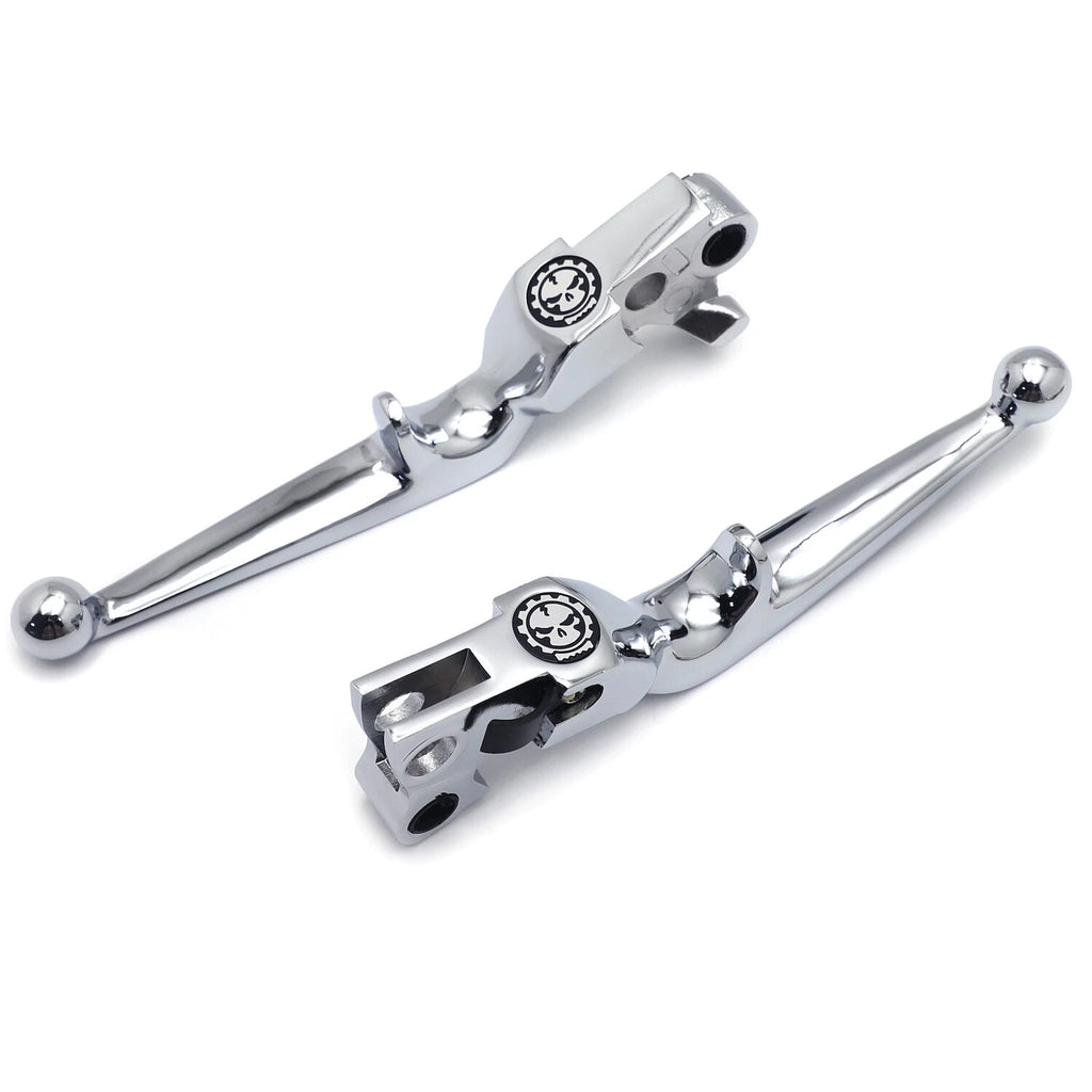 Chrome Skull Brake Clutch Levers for Harley Touring Road King FLHR (1996–2007)