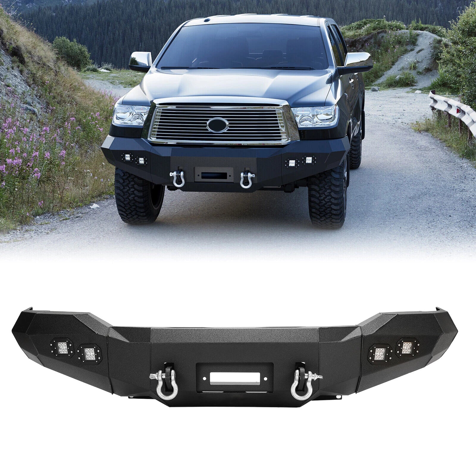 Front Bumper for Toyota Tundra (2007–2013) Steel Winch Ready w/ D Rings & Lights