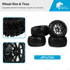 Set of 4 Wheel Rims & Tires for HSP 1:10 Monster Truck RC Car 12mm Hub