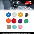 10 Piece Set Polishing Pads for Granite Stone Concrete Marble (Wet/Dry)