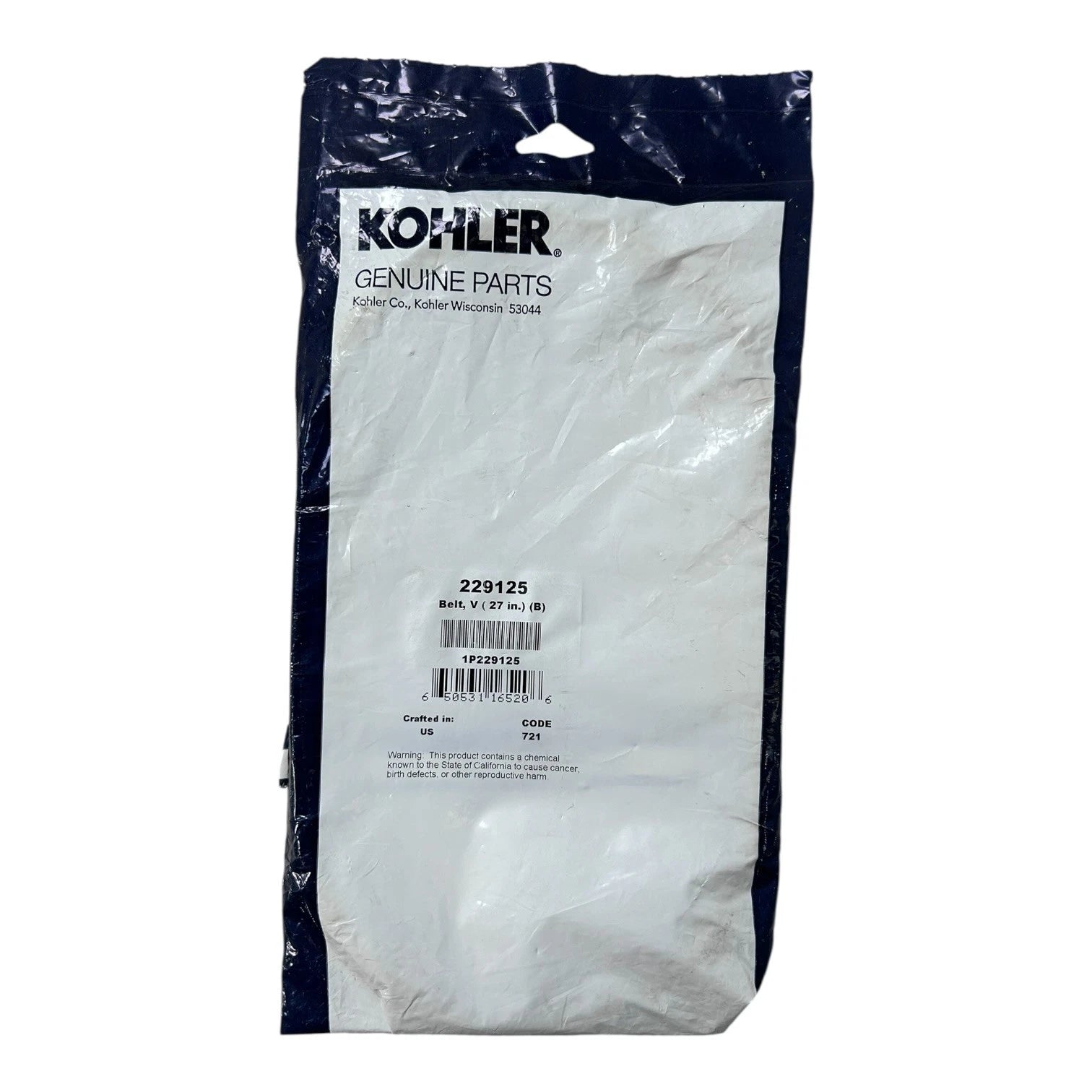 Marine Generator V Belt 27 Inch for Kohler 229125 (OEM)