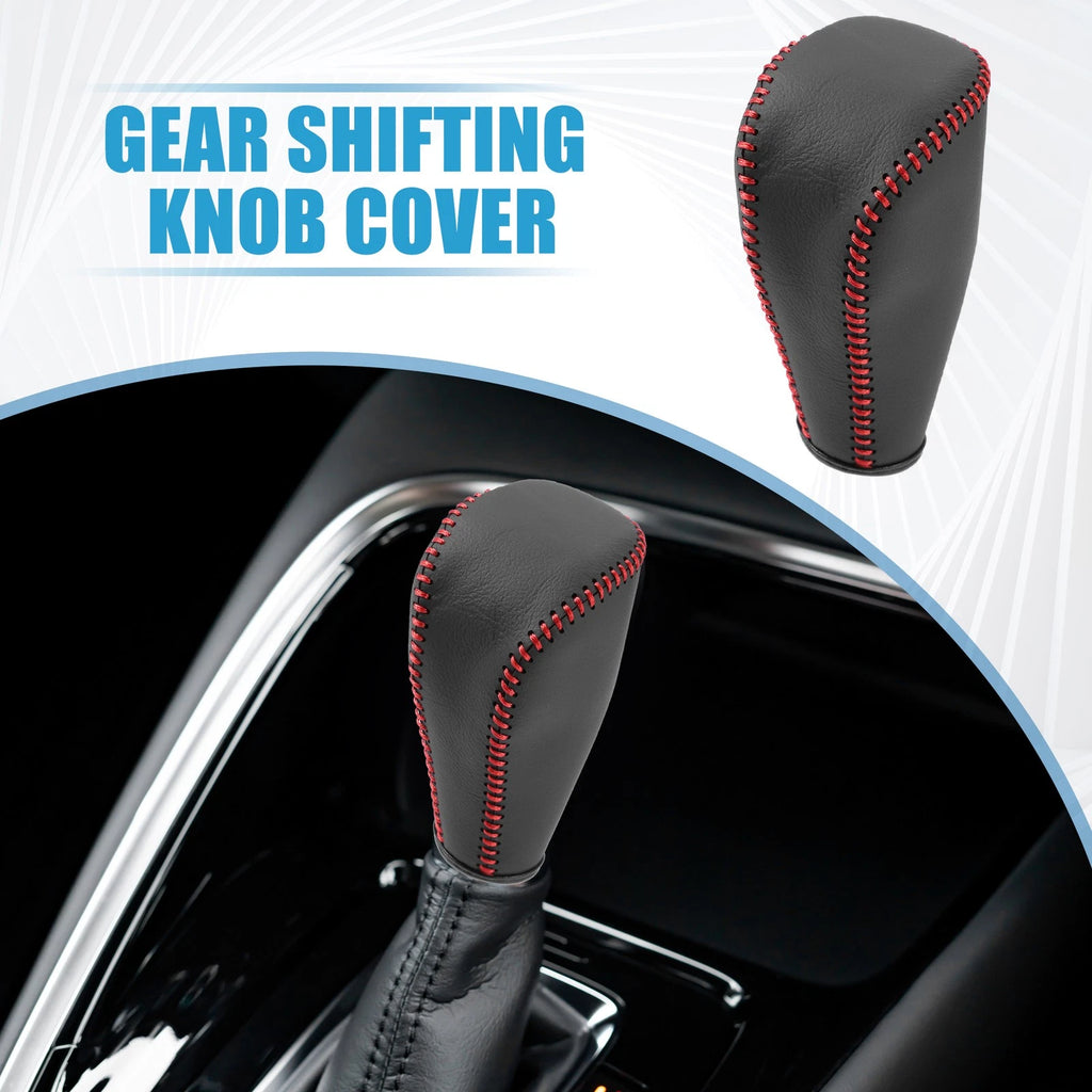 Set of 2 Gear Shifting Knob & Hand Brake Cover for Toyota Corolla (2014–2018) Black Red