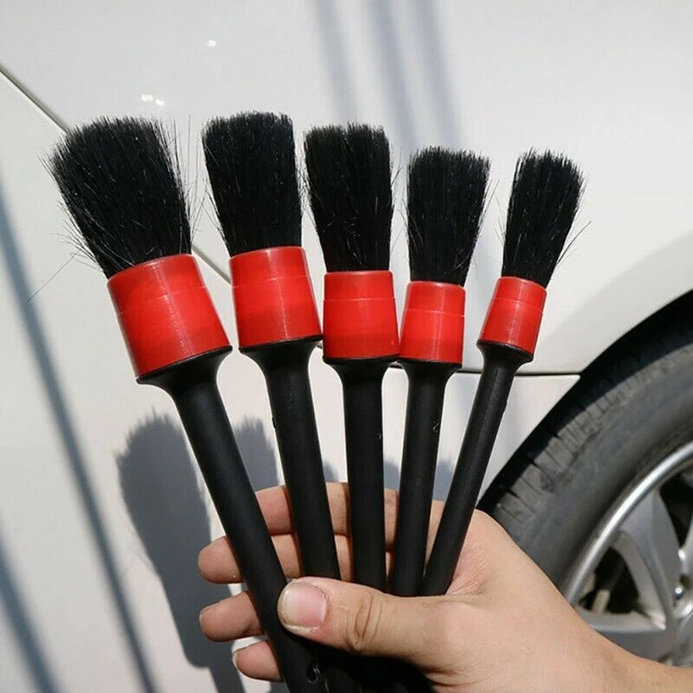Set of 5 Detail Brushes for Auto Detailing and Car Cleaning Tools