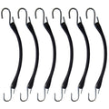 Set of 6 9" Heavy Duty Black Rubber Tarp Straps with Hooks