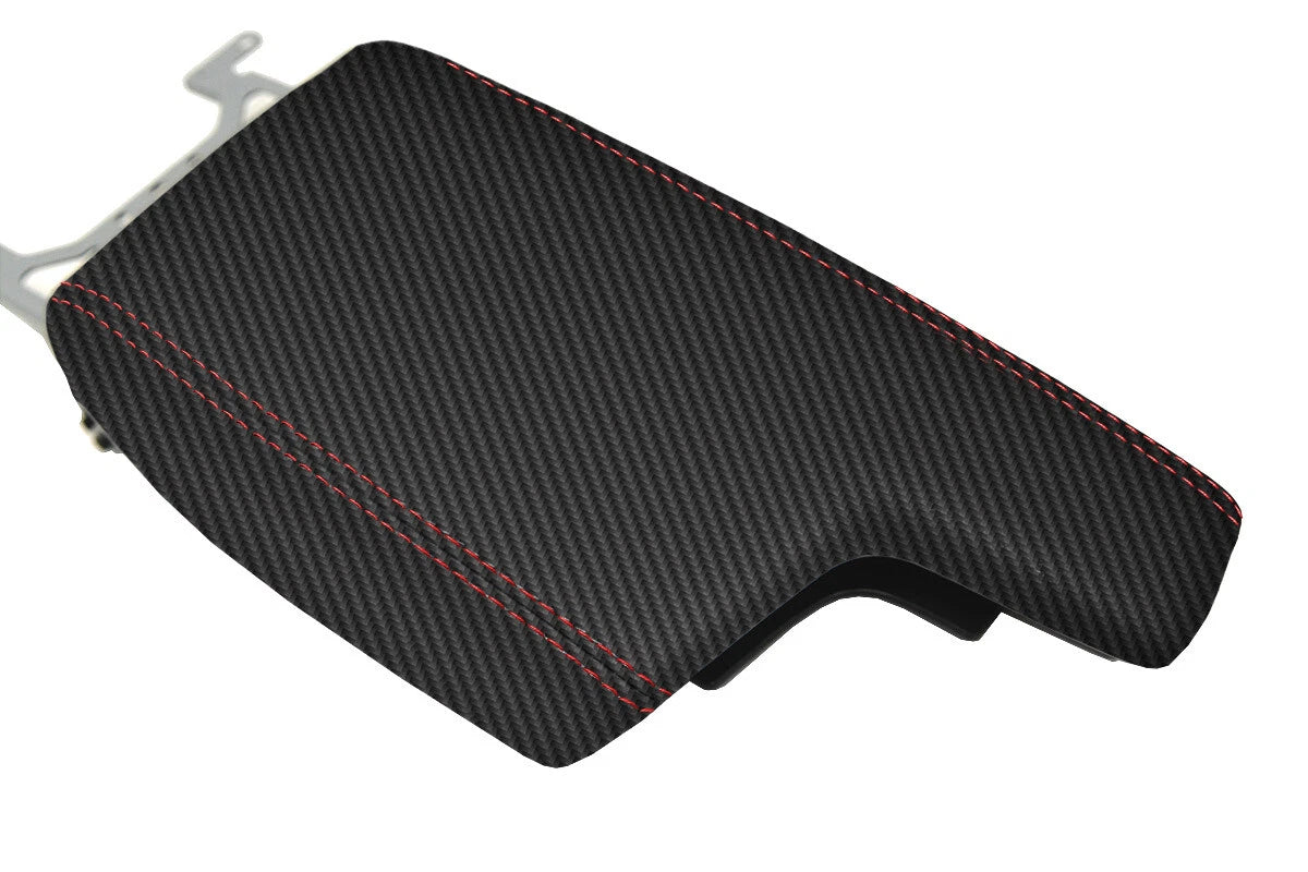Console Lid Armrest Cover for Subaru Impreza (2017–2020) Carbon Fiber Red Stitch