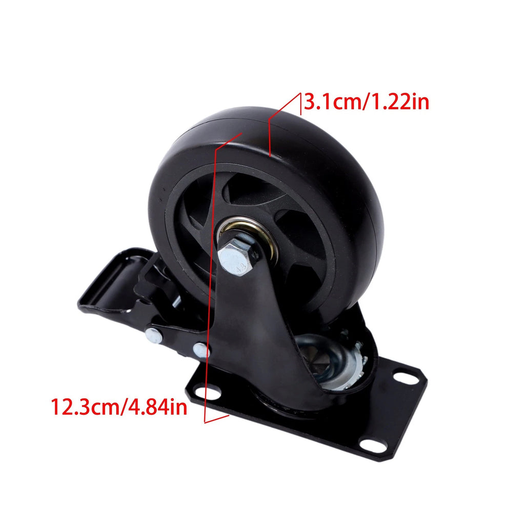 Set of 4 Heavy Duty 4 Inch Swivel Caster Wheels with Brakes for Universal Use
