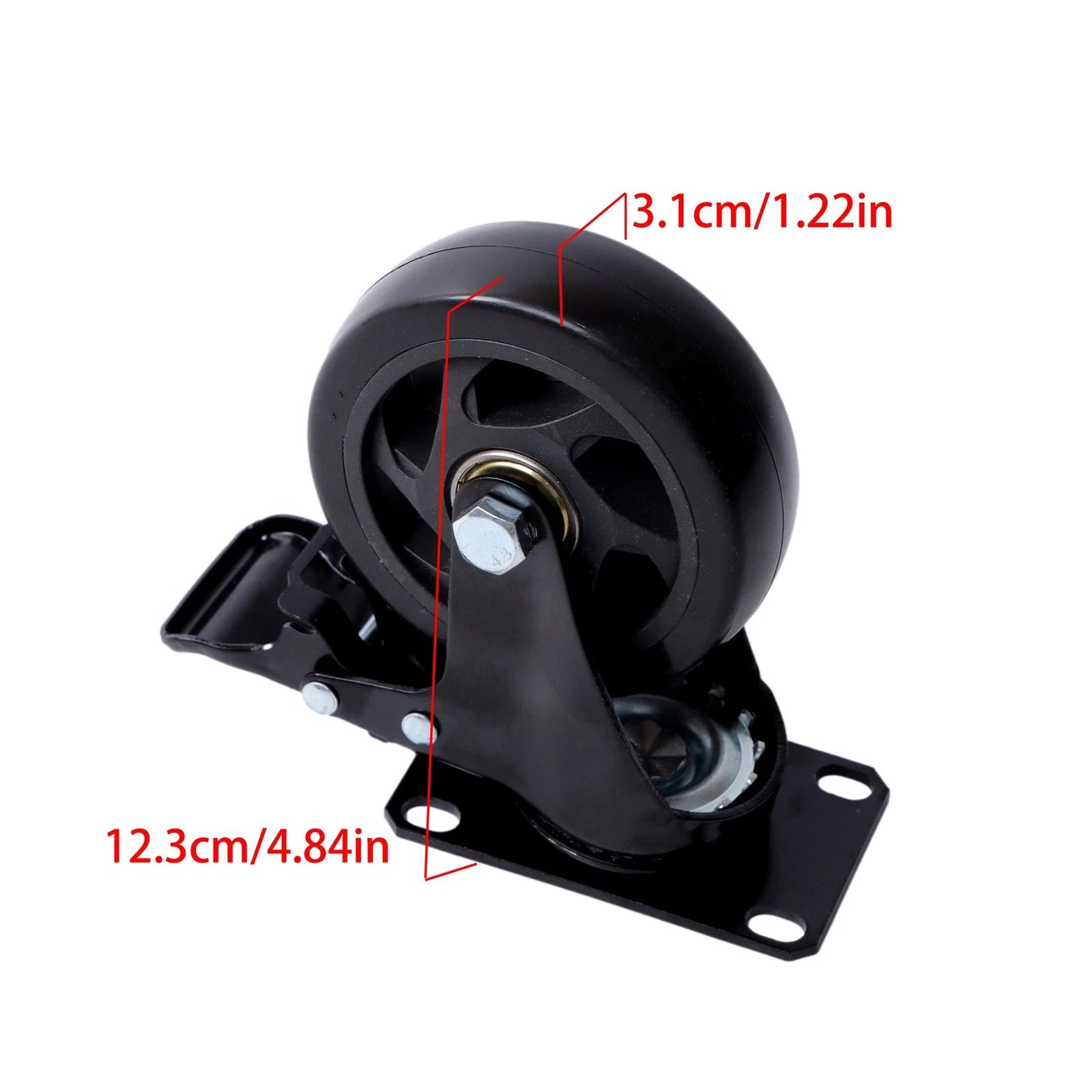 Set of 4 Heavy Duty 4 Inch Swivel Caster Wheels with Brakes for Universal Use