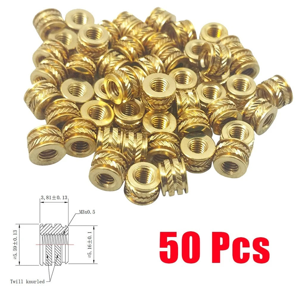 Set of 4 Brass Threaded Screw Inserts M3-0.5 for Automotive Applications