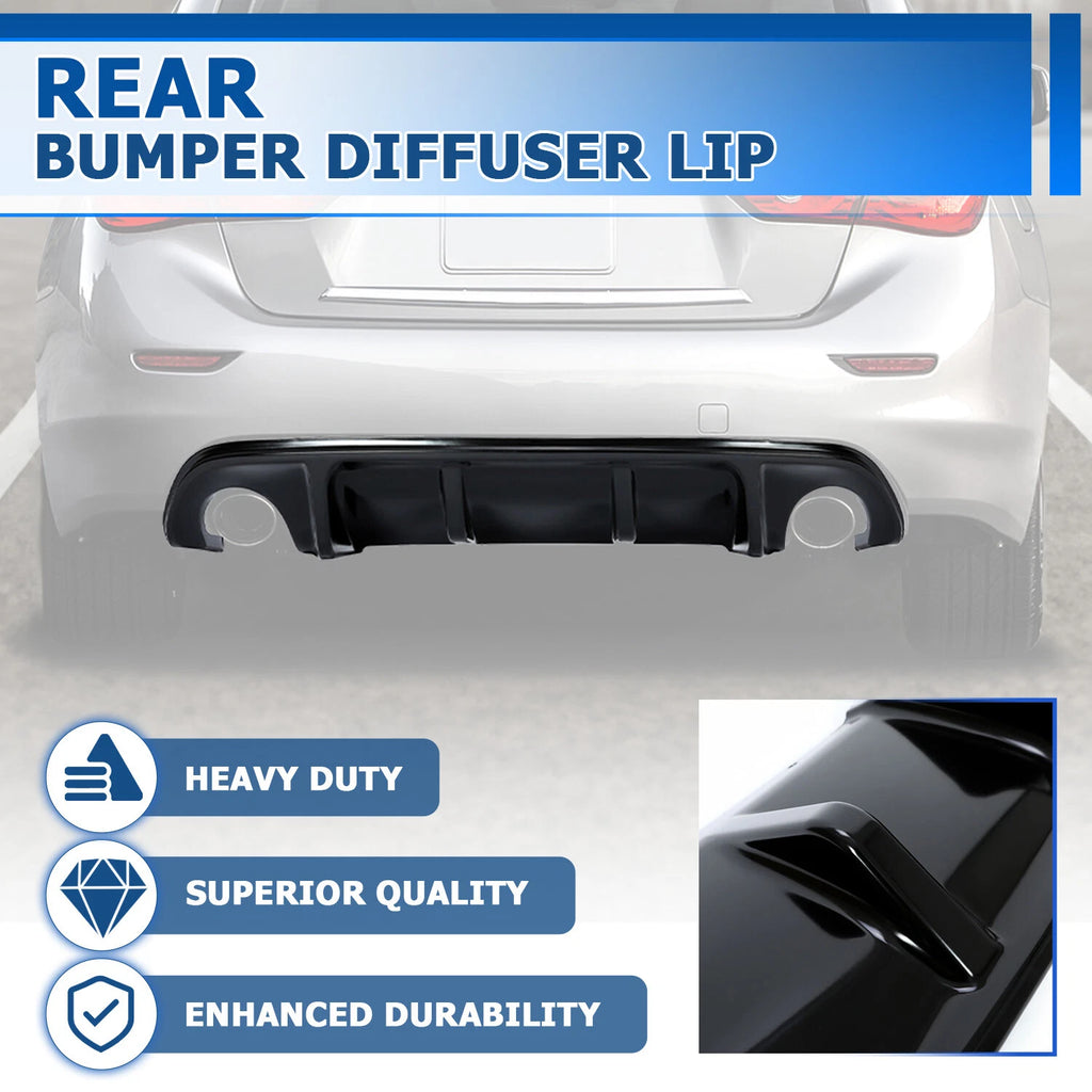 Gloss Black Rear Diffuser Bumper Lip Spoiler Splitter for Infiniti Q50 (2014–2017)