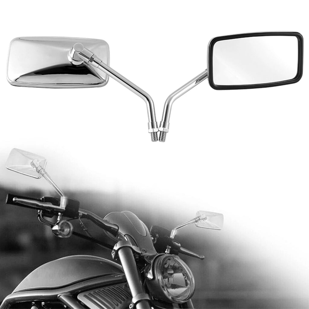Chrome Rectangle Rearview Mirrors for Yamaha V Star 650 950 1300 (2003–2019)