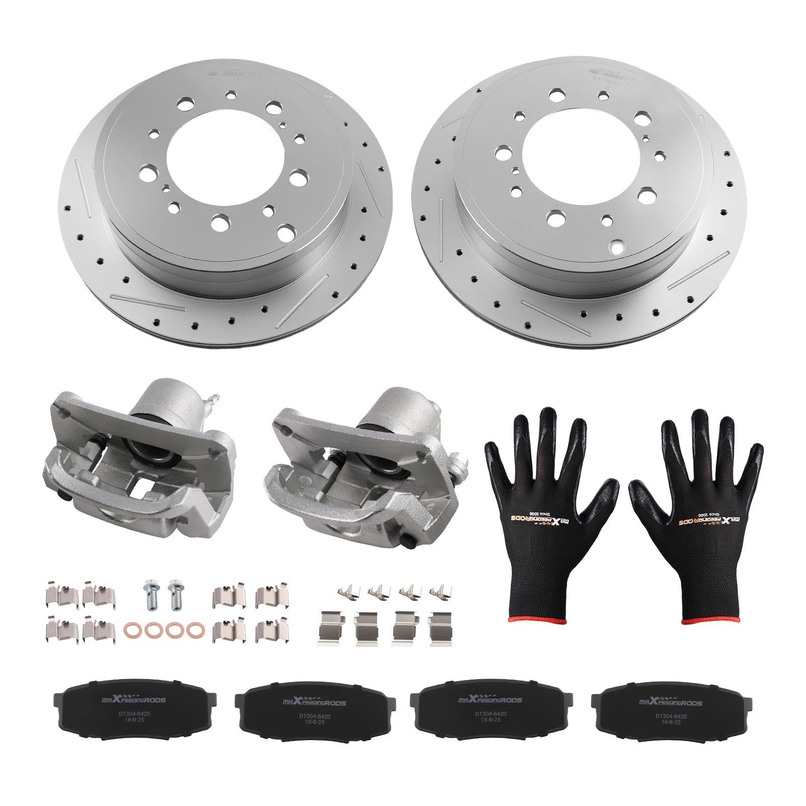 Rear Brake Rotors Calipers Pads Kit for Toyota Sequoia Tundra (2008–2016)