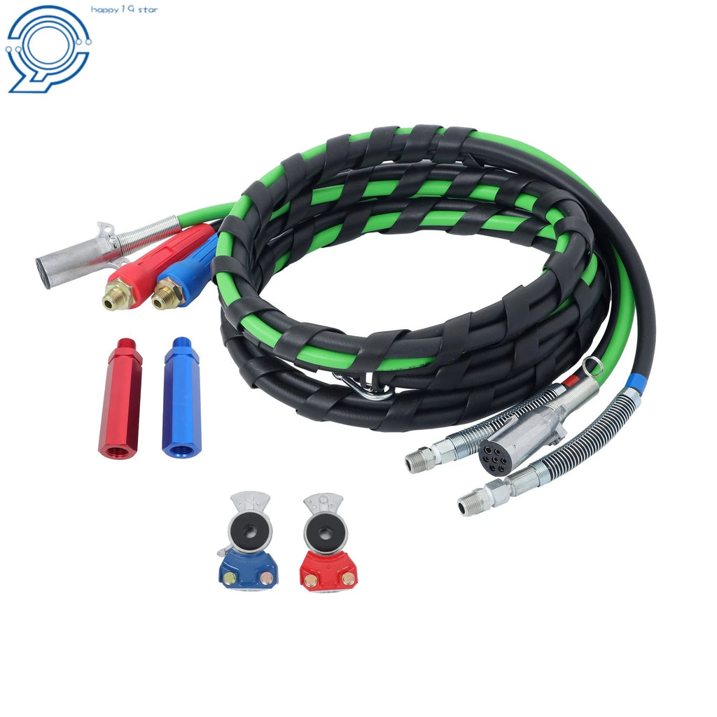 3-in-1 Air Line Hose Wrap Set with Accessories for Semi Truck (15 Feet)