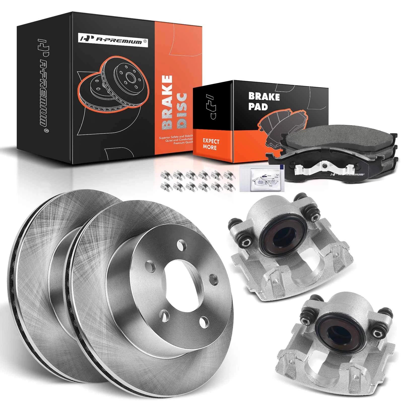Front Brake Rotors & Pads with Calipers for Jeep Cherokee Wrangler (1997–2006)