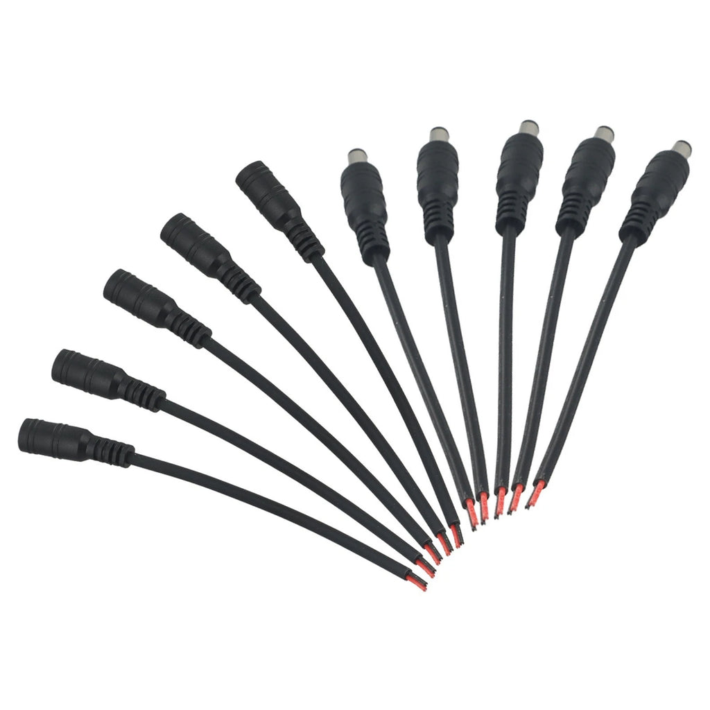 5 Pairs DC Power Cord 5.52.1mm LED Male Female Connector