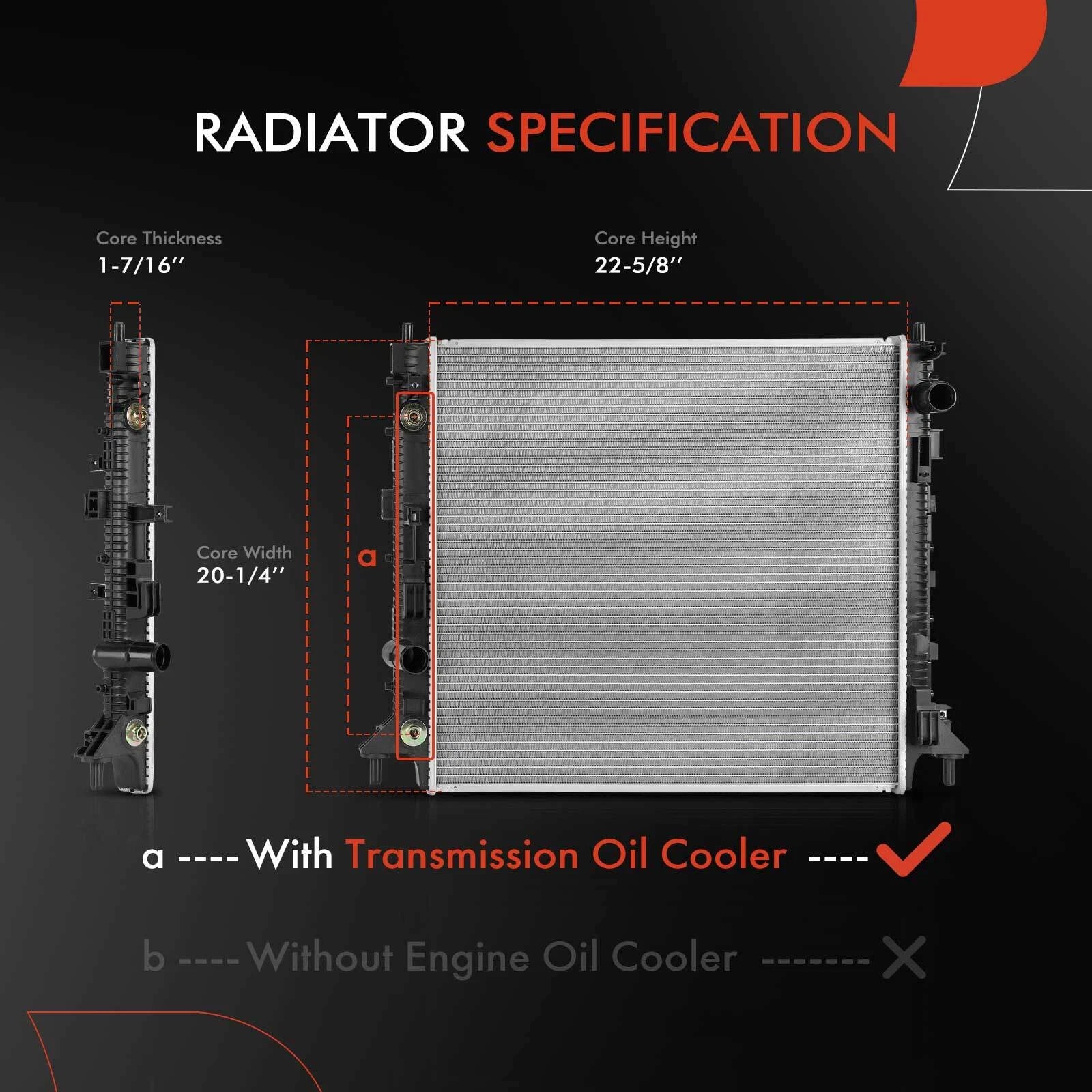 Radiator for Chevy Camaro (2016–2024) Cadillac ATS (2016–2019) Auto Trans
