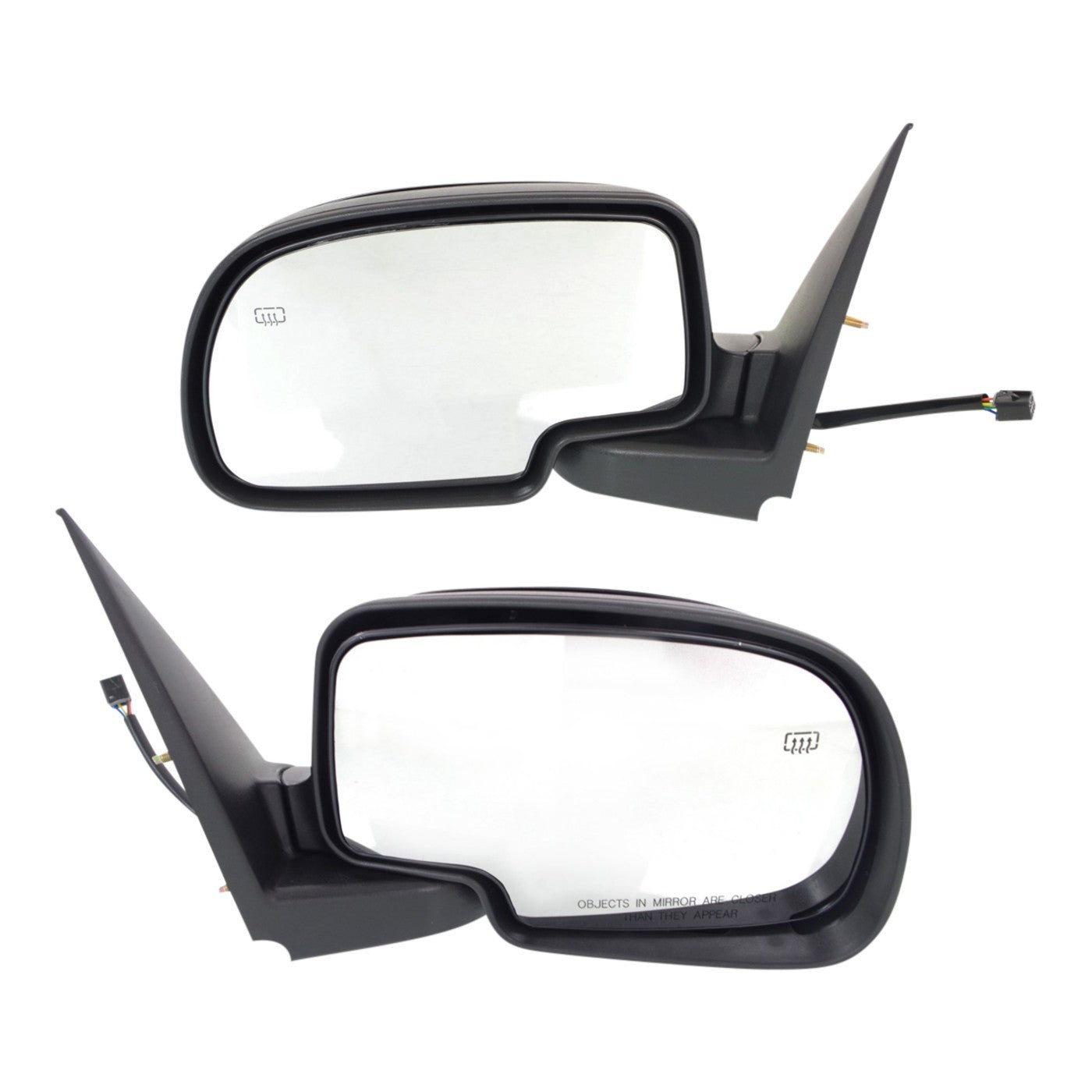 Set of 2 Gloss Black Power Heated Side Mirrors for Chevy GMC Pickup Truck