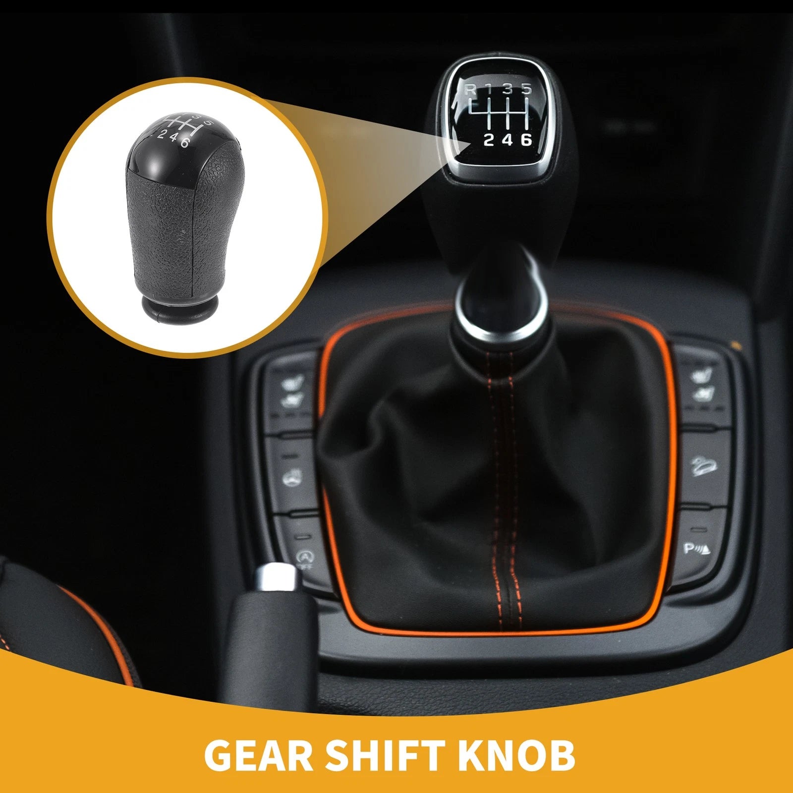 6 Speed Manual Gear Shifter Knob for Ford Focus (2005–2012) Plastic Black White